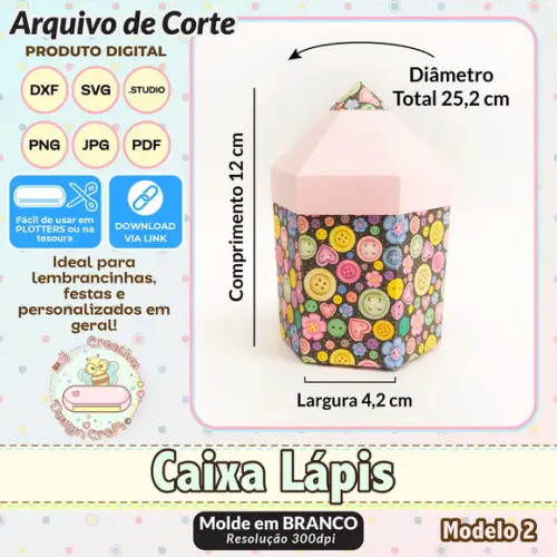 Arquivo de Corte Silhouette Caixa Lápis Modelo 2