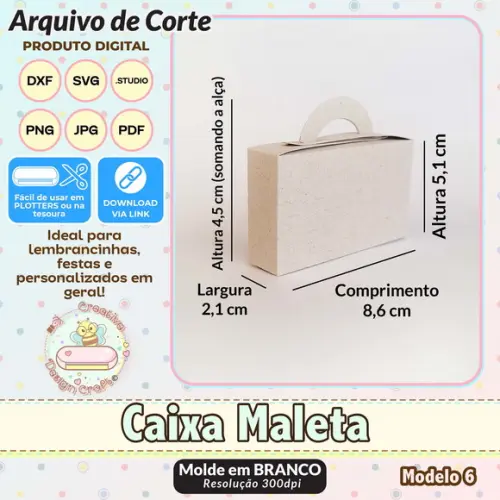 Arquivo de Corte Silhouette Caixa Maleta Modelo 6
