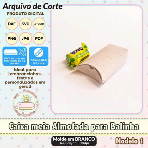 Arquivo de Corte Silhouette Caixa Meia Almofada Balinha