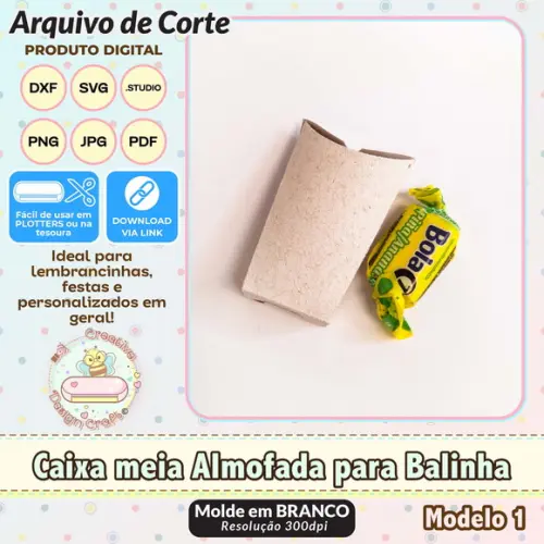 Arquivo de Corte Silhouette Caixa Meia Almofada Balinha