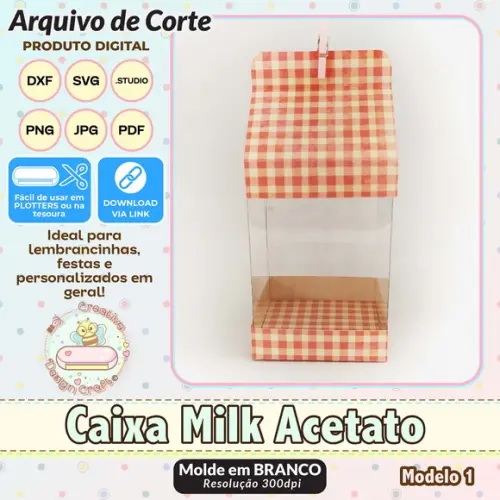 Arquivo de Corte Silhouette Caixa Milk Acetato Modelo 1