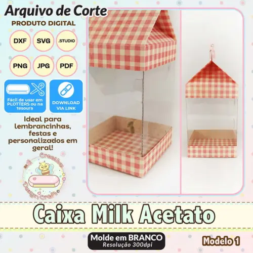 Arquivo de Corte Silhouette Caixa Milk Acetato Modelo 1