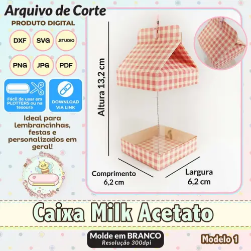 Arquivo de Corte Silhouette Caixa Milk Acetato Modelo 1