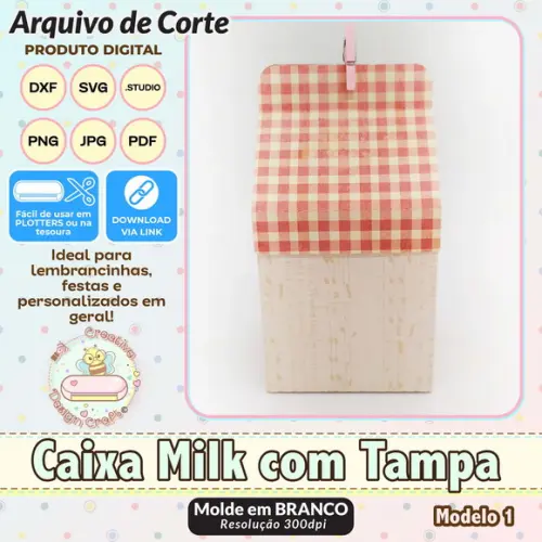 Arquivo de Corte Silhouette Caixa Milk com Tampa Modelo 1