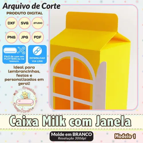 Arquivo de Corte Silhouette Caixa Milk com Janela Modelo 1