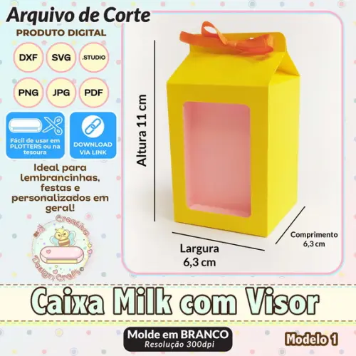 Arquivo de Corte Silhouette Caixa Milk com Visor