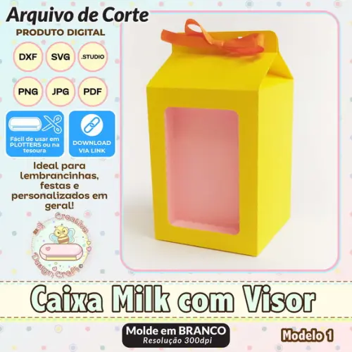 Arquivo de Corte Silhouette Caixa Milk com Visor