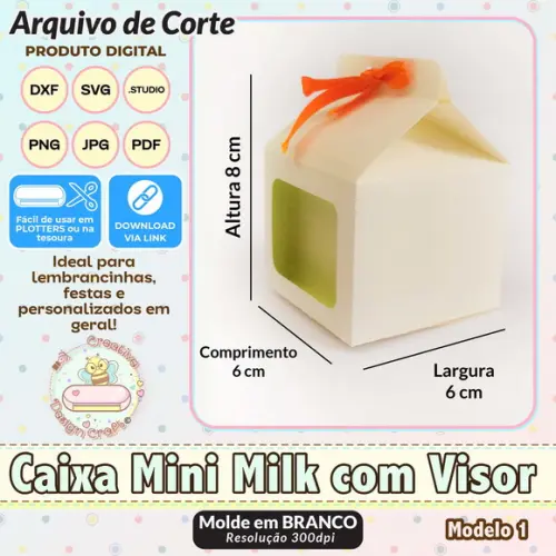 Arquivo de Corte Silhouette Caixa Milk Mini com Visor
