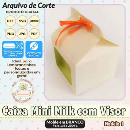 Arquivo de Corte Silhouette Caixa Milk Mini com Visor