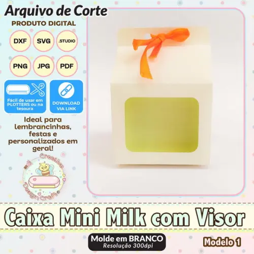 Arquivo de Corte Silhouette Caixa Milk Mini com Visor