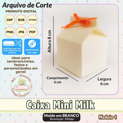 Arquivo de Corte Silhouette Caixa Mini Milk