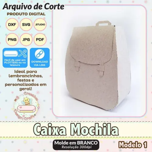 Arquivo de Corte Silhouette Caixa Mochila