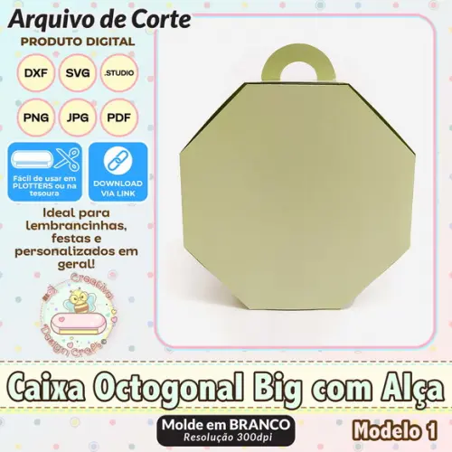 Arquivo de Corte Silhouette Caixa Octogonal Big com Alça