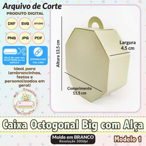 Arquivo de Corte Silhouette Caixa Octogonal Big com Alça