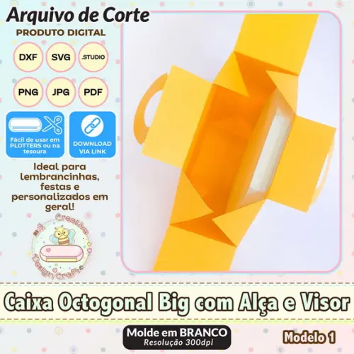 Arquivo de Corte Silhouette Caixa Octogonal Big com Visor 1