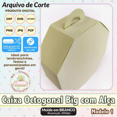 Arquivo de Corte Silhouette Caixa Octogonal Big com Alça