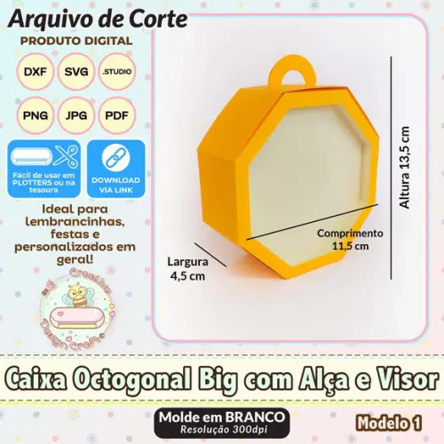 Arquivo de Corte Silhouette Caixa Octogonal Big com Visor 1