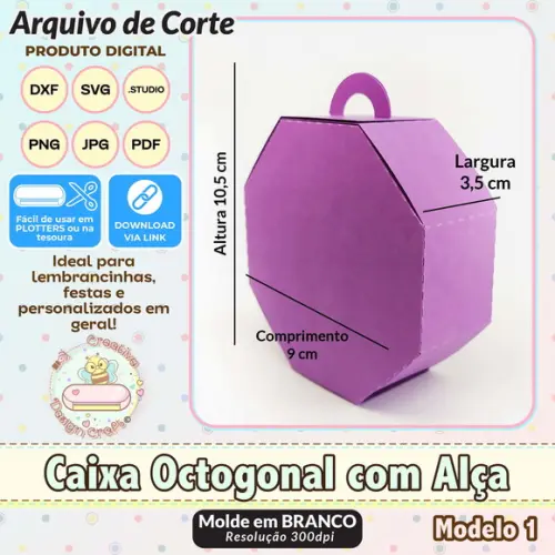 Arquivo de Corte Silhouette Caixa Octogonal com Alça