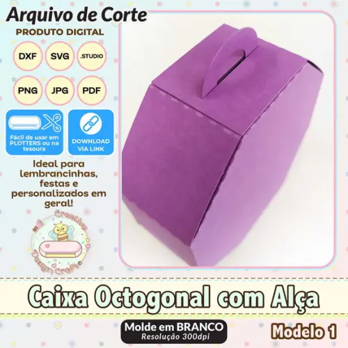 Arquivo de Corte Silhouette Caixa Octogonal com Alça