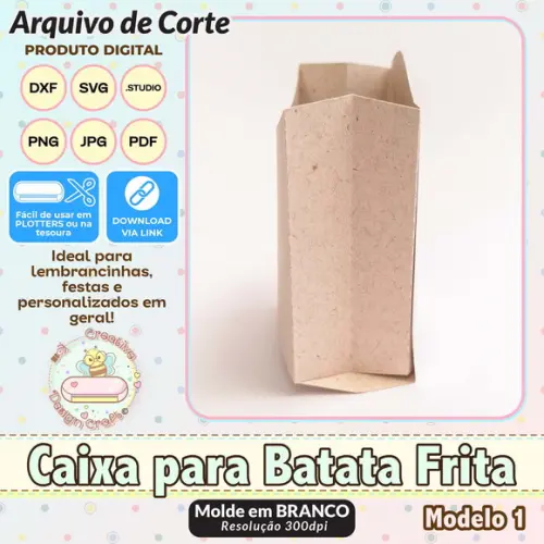 Arquivo de Corte Silhouette Caixa para Batata Frita Modelo 1