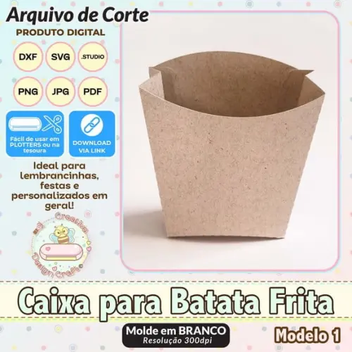 Arquivo de Corte Silhouette Caixa para Batata Frita Modelo 1