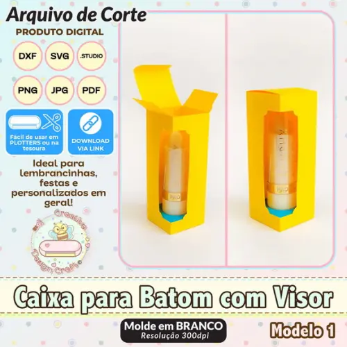 Arquivo de Corte Silhouette Caixa para Batom com Visor 1