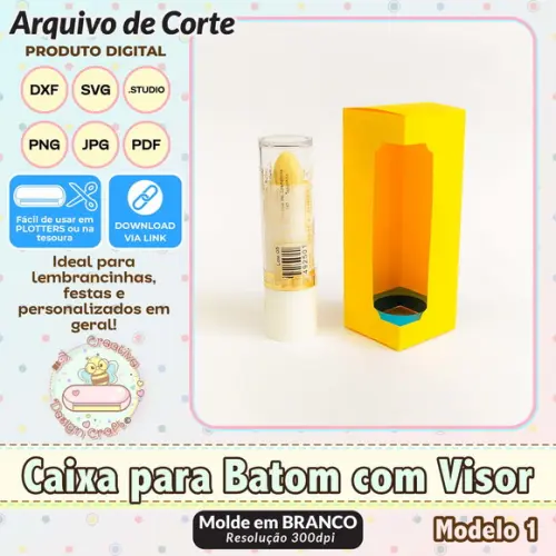 Arquivo de Corte Silhouette Caixa para Batom com Visor 1