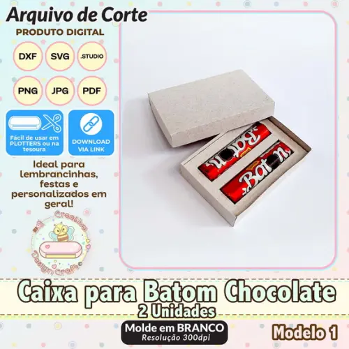 Arquivo de Corte Silhouette Caixa para Batom Chocolate 2 Uni