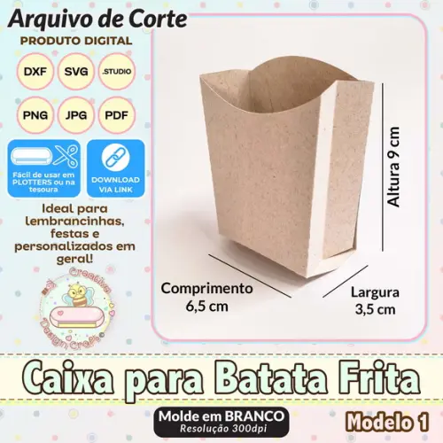 Arquivo de Corte Silhouette Caixa para Batata Frita Modelo 1