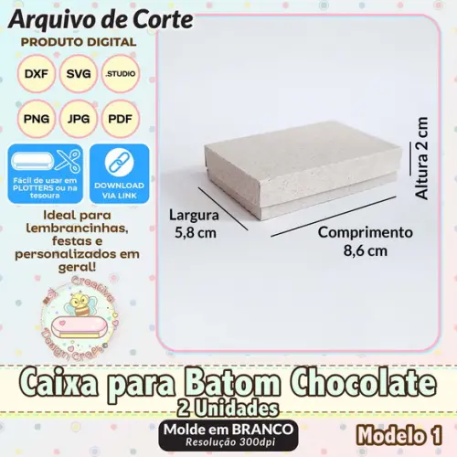 Arquivo de Corte Silhouette Caixa para Batom Chocolate 2 Uni