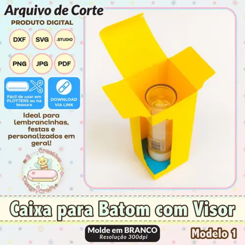 Arquivo de Corte Silhouette Caixa para Batom com Visor 1