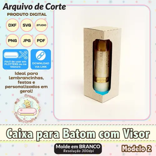 Arquivo de Corte Silhouette Caixa para Batom com Visor 2