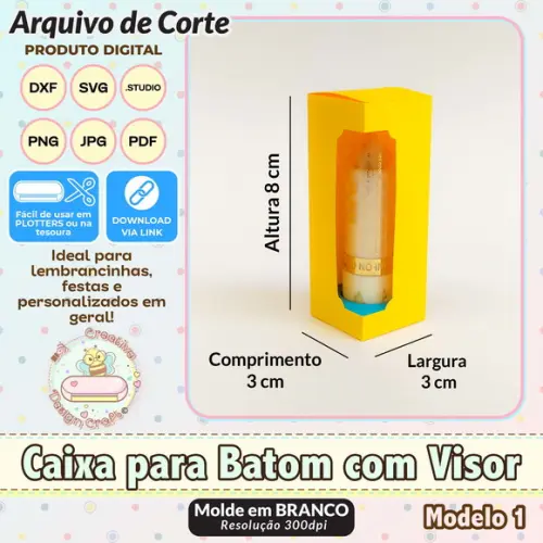Arquivo de Corte Silhouette Caixa para Batom com Visor 1