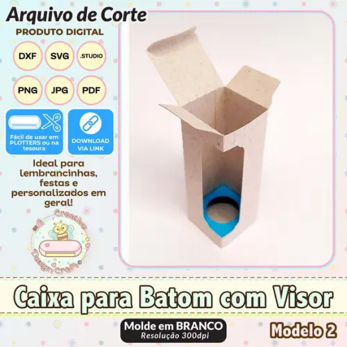 Arquivo de Corte Silhouette Caixa para Batom com Visor 2