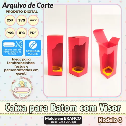 Arquivo de Corte Silhouette Caixa para Batom com Visor 3