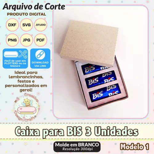 Arquivo de Corte Silhouette Caixa para Bis 3 Unidades