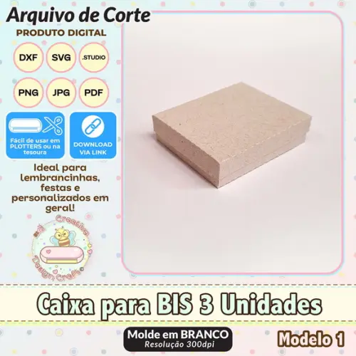 Arquivo de Corte Silhouette Caixa para Bis 3 Unidades