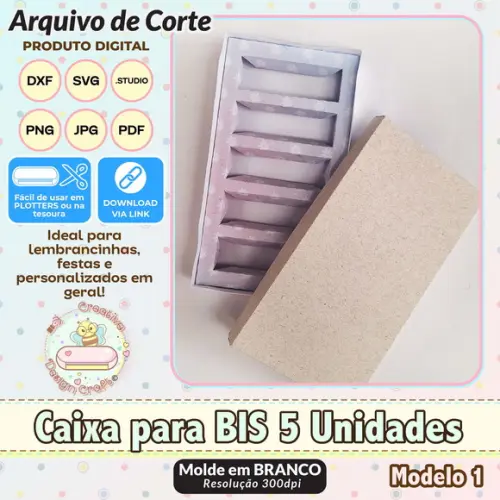 Arquivo de Corte Silhouette Caixa para Bis 5 Unidades