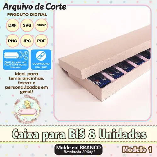 Arquivo de Corte Silhouette Caixa para Bis 8 Unidades