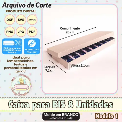 Arquivo de Corte Silhouette Caixa para Bis 8 Unidades