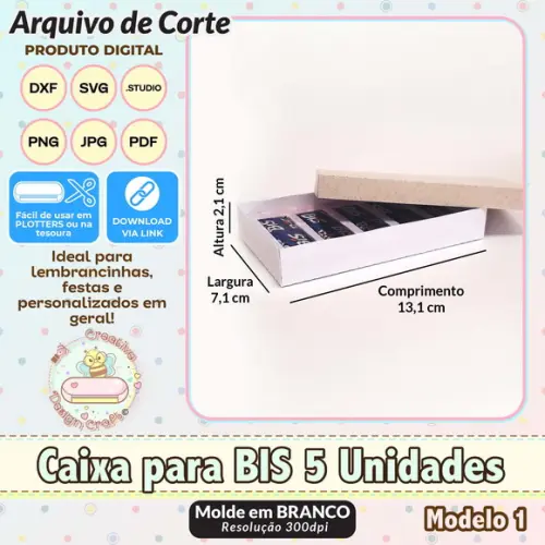 Arquivo de Corte Silhouette Caixa para Bis 5 Unidades