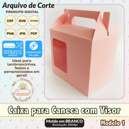Arquivo de Corte Silhouette Caixa para Caneca com Visor 1