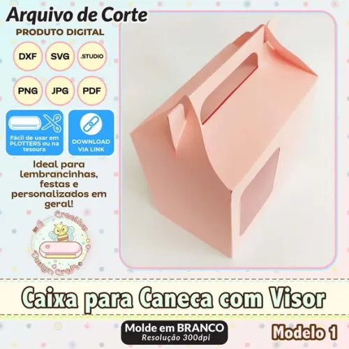 Arquivo de Corte Silhouette Caixa para Caneca com Visor 1