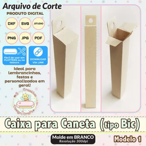 Arquivo de Corte Silhouette Caixa para Caneta (tipo Bic) 1