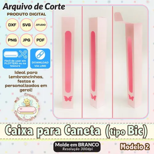 Arquivo de Corte Silhouette Caixa para Caneta (tipo Bic) 2
