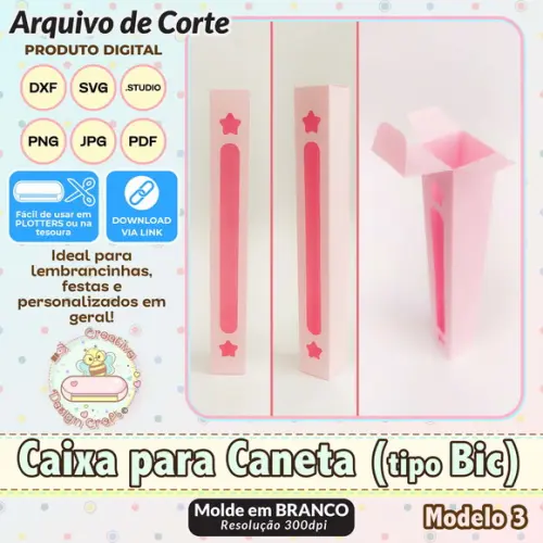 Arquivo de Corte Silhouette Caixa para Caneta (tipo Bic) 3