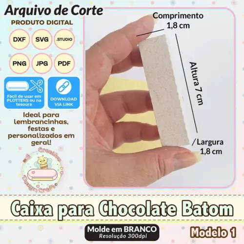 Arquivo de Corte Silhouette Caixa para Chocolate Batom 1