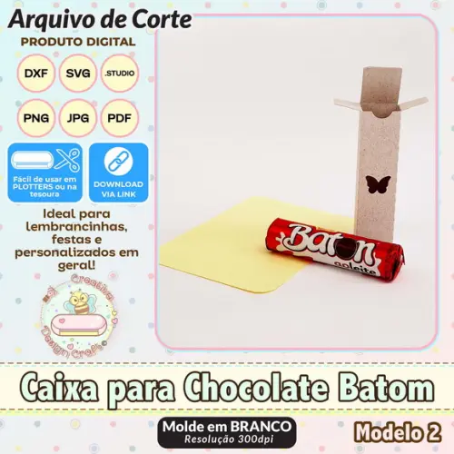 Arquivo de Corte Silhouette Caixa para Chocolate Batom 2