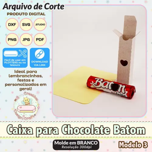 Arquivo de Corte Silhouette Caixa para Chocolate Batom 3