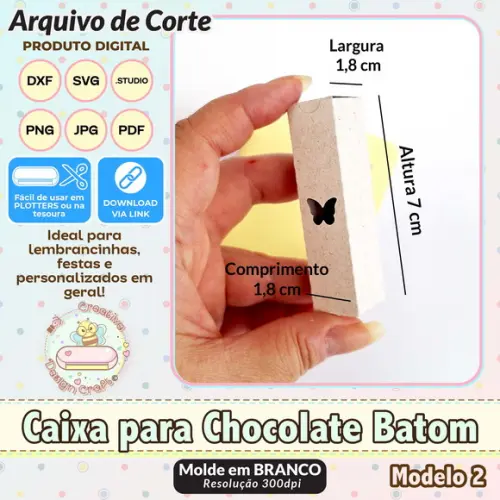 Arquivo de Corte Silhouette Caixa para Chocolate Batom 2